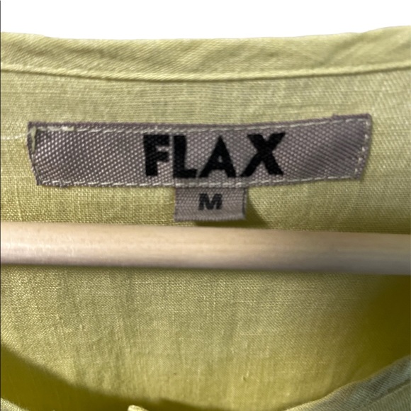 Flax Linen Top Pockets Yellow Buttons Long Sleeve Medium - Picture 3 of 6